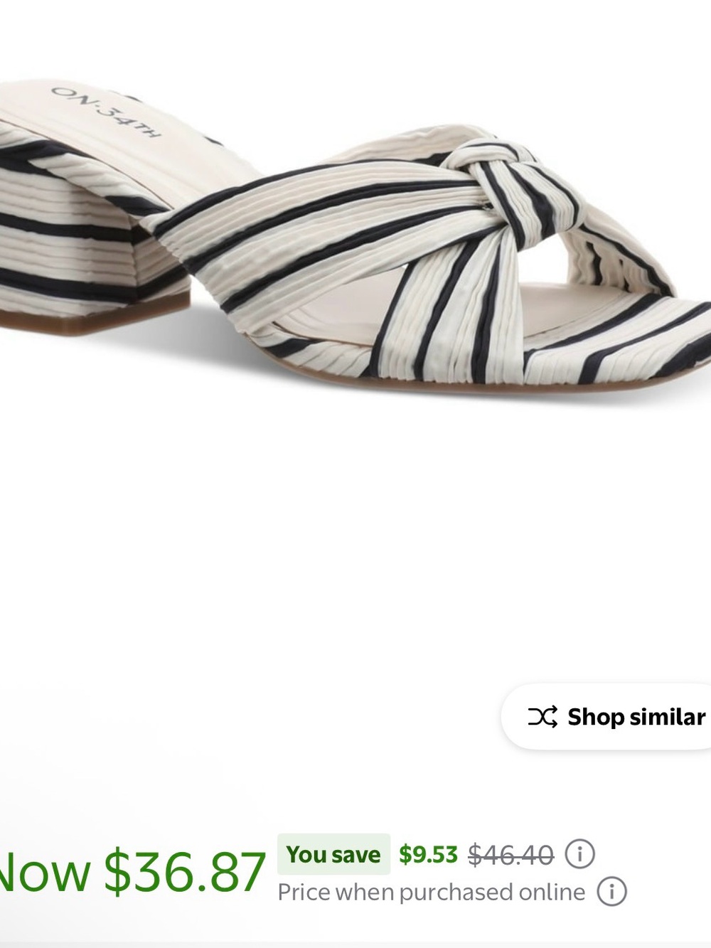 On 34th Women's Navy & White Striped Knot-Front Slide Sandals - Picture 3 of 6